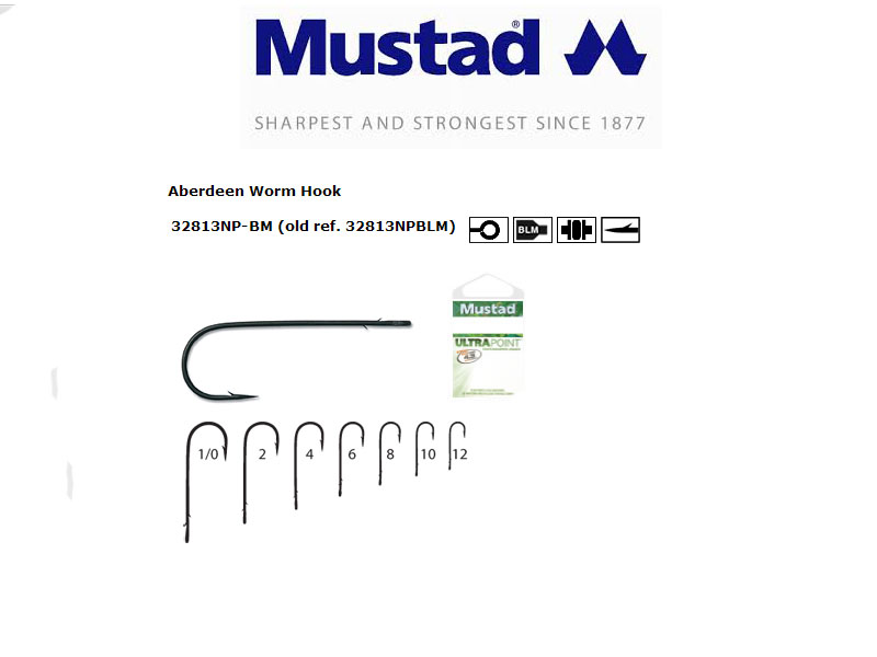 Mustad Aberdeen Worm Hooks (Size: 8, Pack: 25)