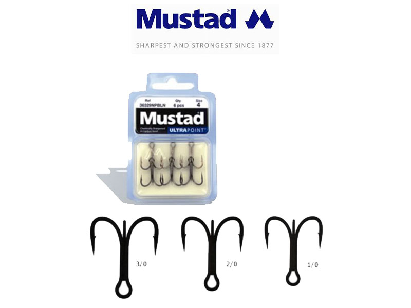 Mustad 36329NPBLN Forged Treble (Size: 1/0, Pack: 6)