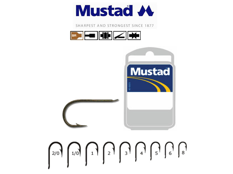 Mustad 39853-BR Round Bait Hooks (Size: 2, Pack:50)