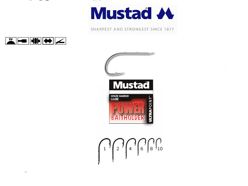 Mustag 5933NPN Baitholder Hooks (Size: 2, Pack: 10)