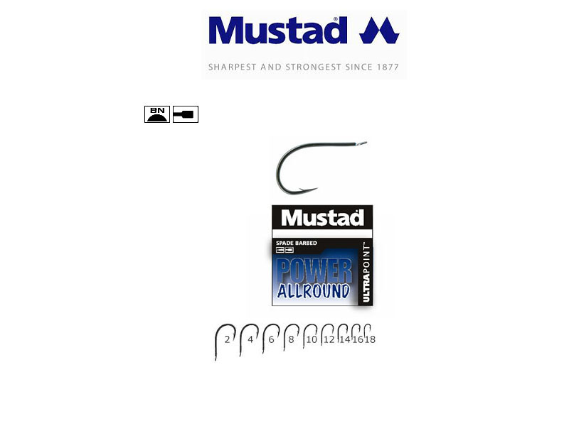 Mustad 60151NPBLN Power Allround Hooks (Size: 2, Pack: 10)