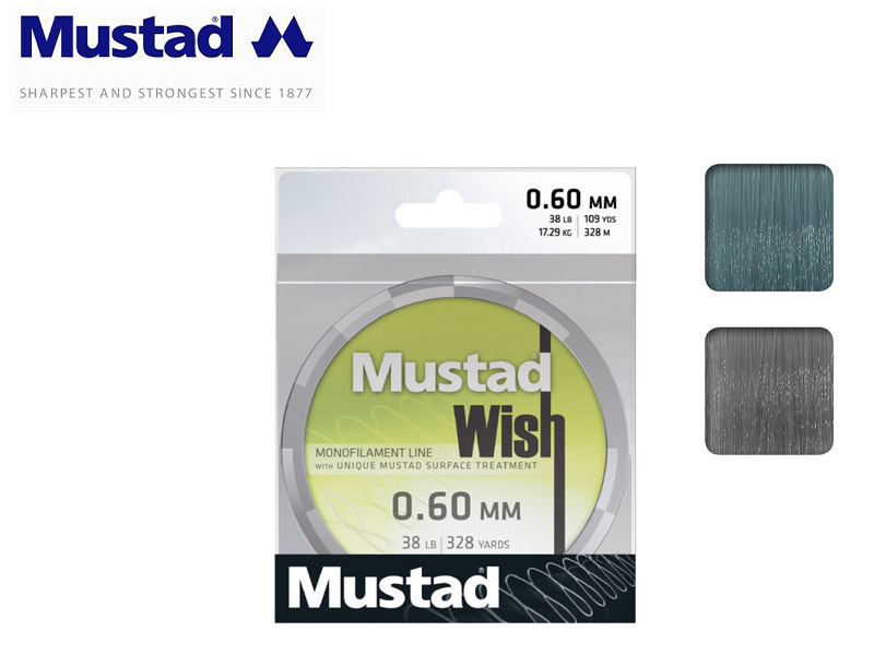 Mustad Wish Smoke Monofilament 300mt (Size:0.50mm, Test: 12.74kg)