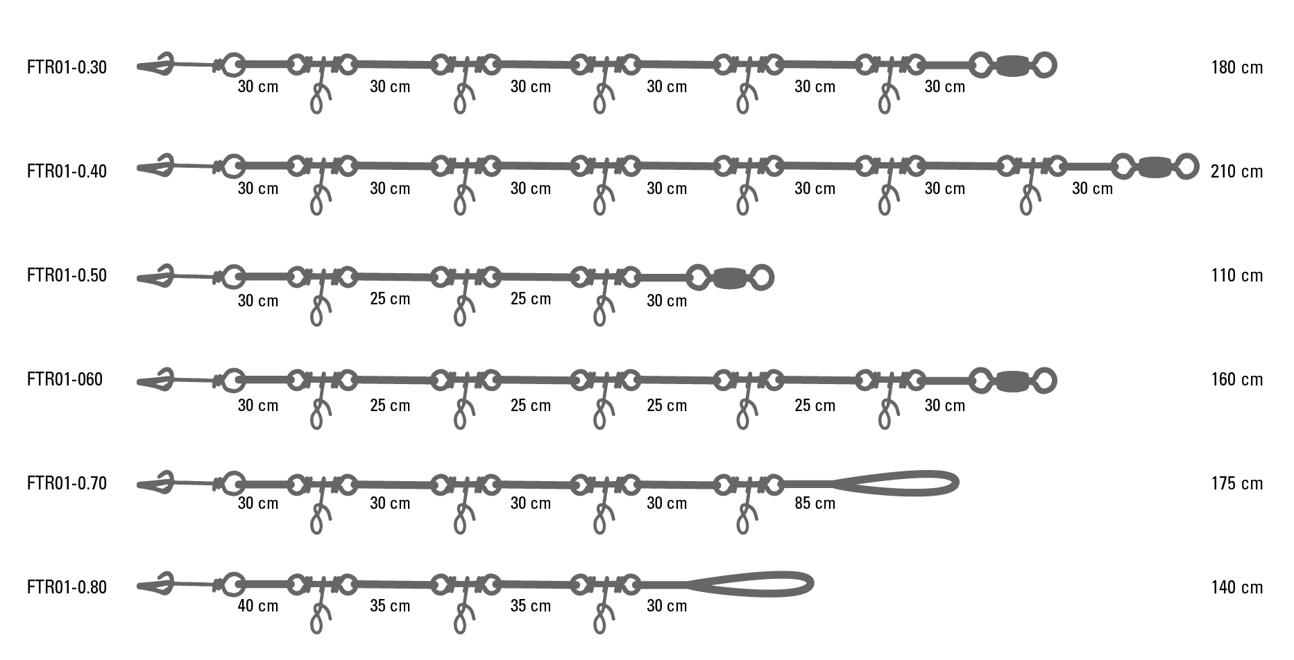Mustad Fastach Rig Main Lines FTR01 (Length: 210cm, Line Diameter: 0.40mm, Connectors: 5pcs) - Click Image to Close