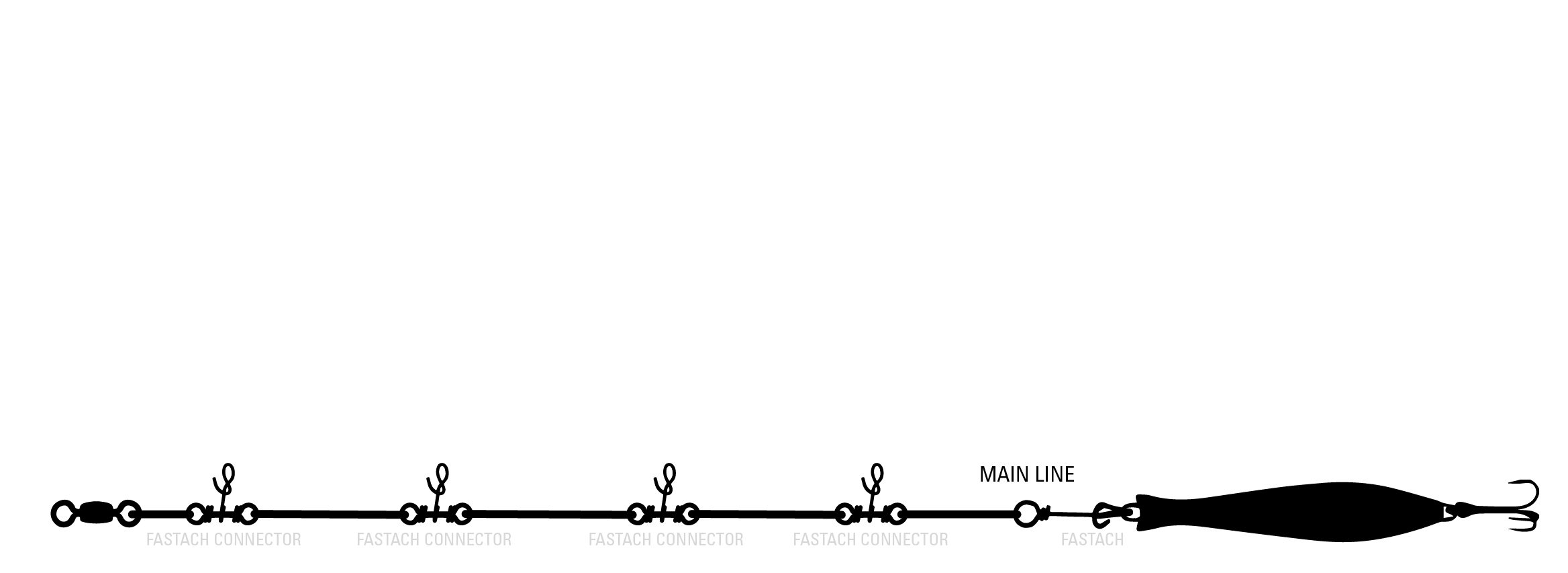 Mustad Fastach Rig Main Lines FTR01 (Length: 110cm, Line Diameter: 0.50mm, Connectors: 3pcs) - Click Image to Close