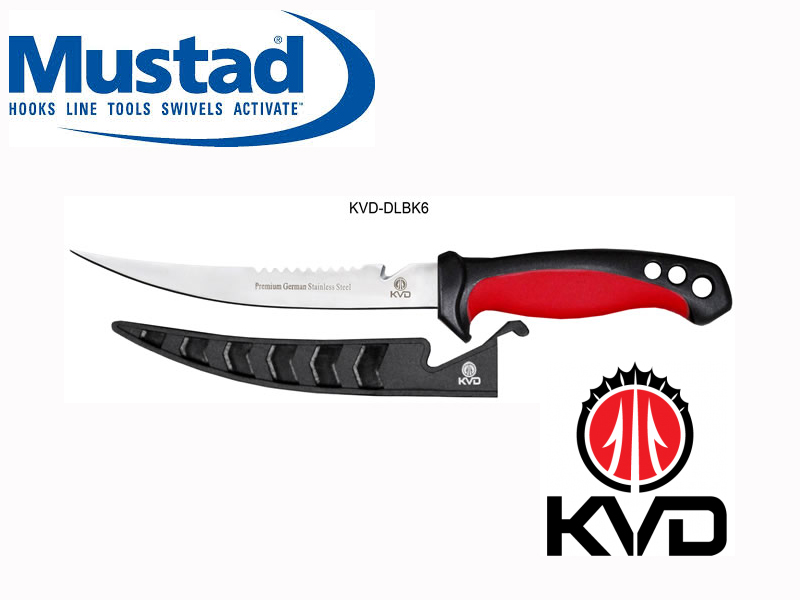 Mustad KVD 6" Stainless Steel Fillet Knife With Rigid Safety Seath KVD-DLBK6