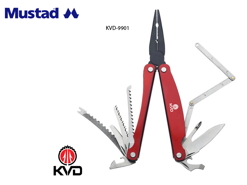 Mustad KVD 7.5” Angler’s Stainless Steel Multi-Tool with Nylon Belt Holster KVD-9901