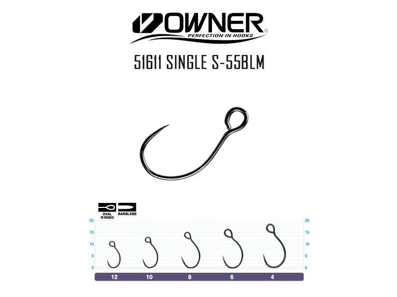 Owner 51611 S-55BLM Single Hook (Size: 10, Pack: 10pcs)