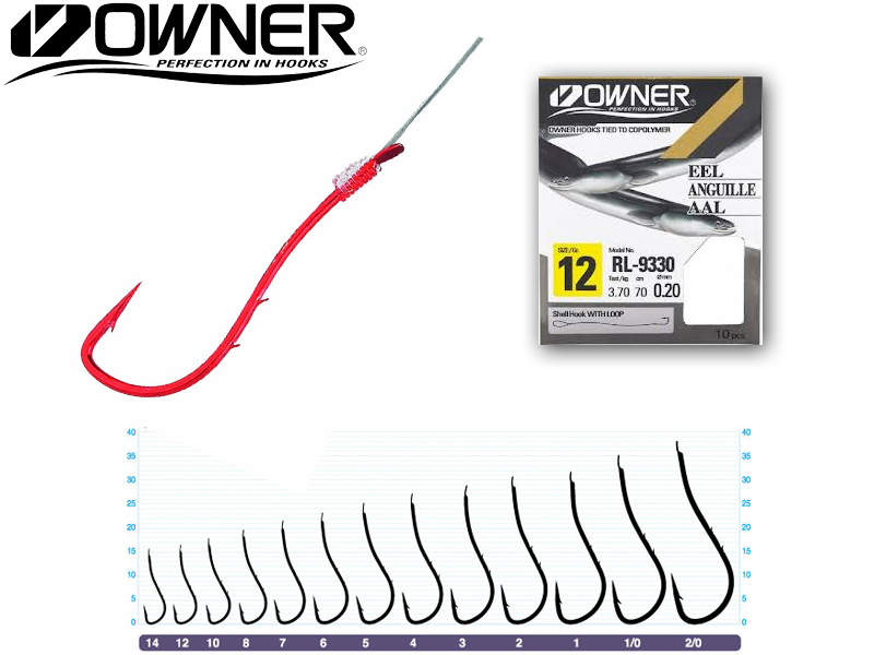 Owner RL-9330 Baitholder Pre-Tied Hooks (Size:10, Line Diameter: 0.25mm, Line Length: 70cm, Qty: 10pcs)