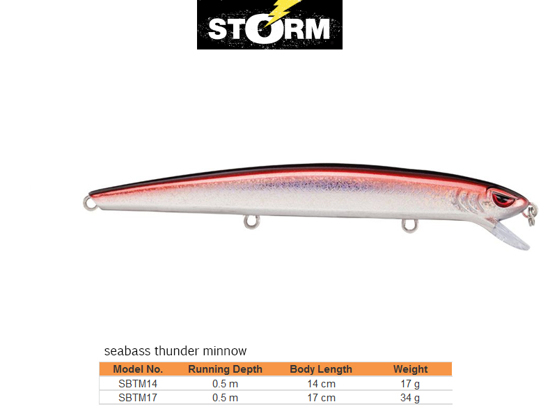 Storm Seabass Thunder Minnow (Length: 14cm, Weight: 17g, Colour: DHR)