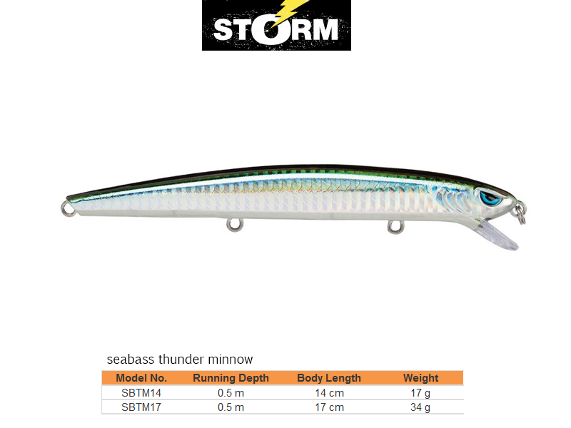Storm Seabass Thunder Minnow (Length: 14cm, Weight: 17g, Colour: HGB)