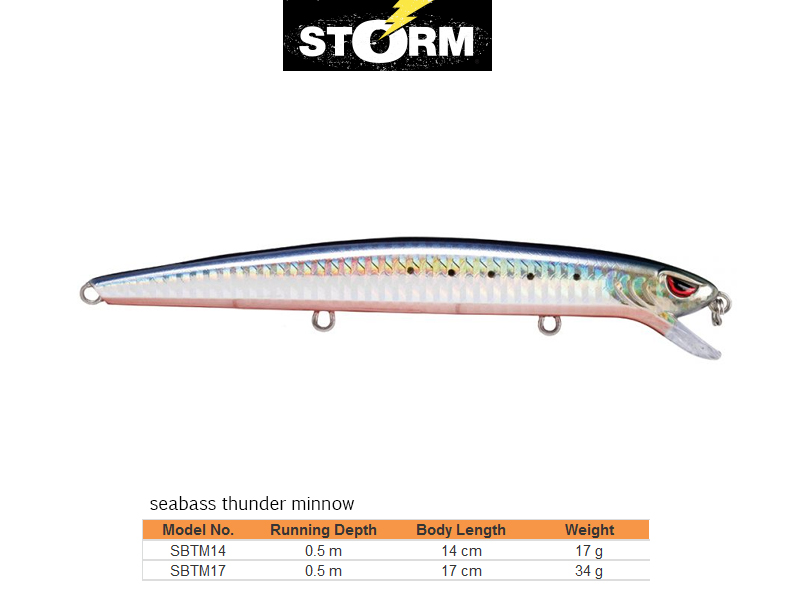 Storm Seabass Thunder Minnow (Length: 14cm, Weight: 17g, Colour: HSD)