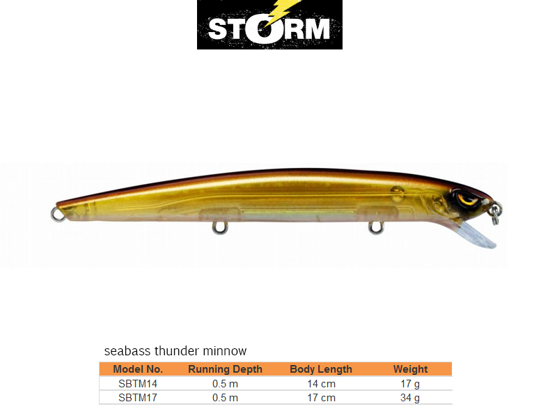 Storm Seabass Thunder Minnow (Length: 14cm, Weight: 17g, Colour: TBG)