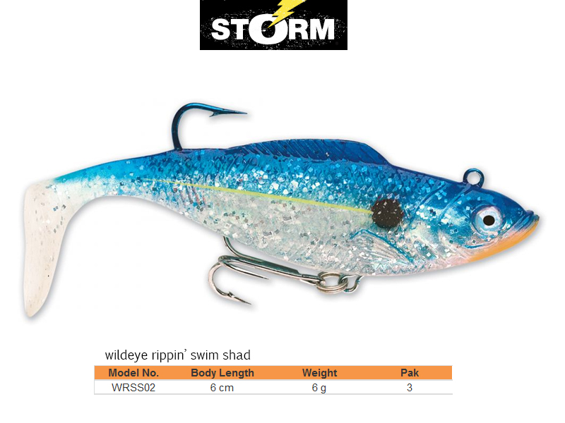 Storm Wildeye Rippin´ Swim Shad (Length: 6cm, Weight: 6g, Pack: 3, Colour: BSD)