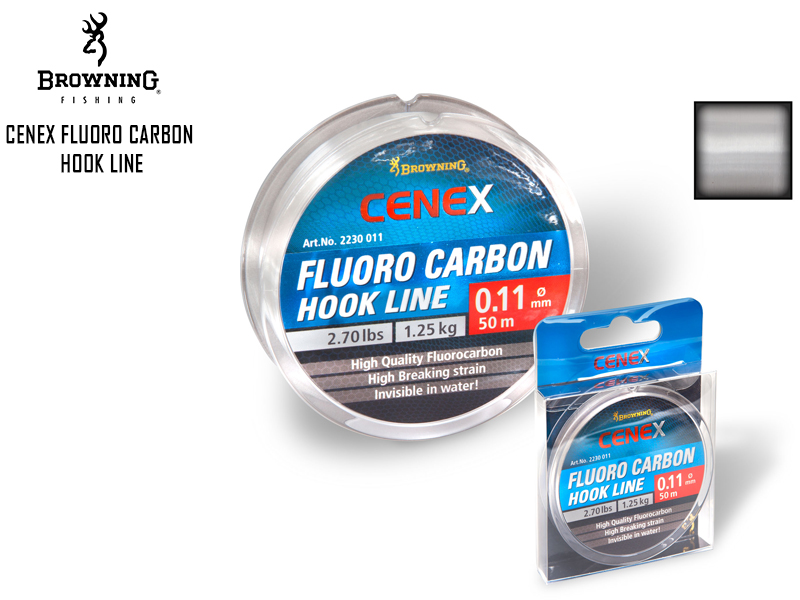Browning Cenex Fluoro Carbon Hook Line (Size: 0.15mm, B.S: 2.10kg, Length: 50mt)