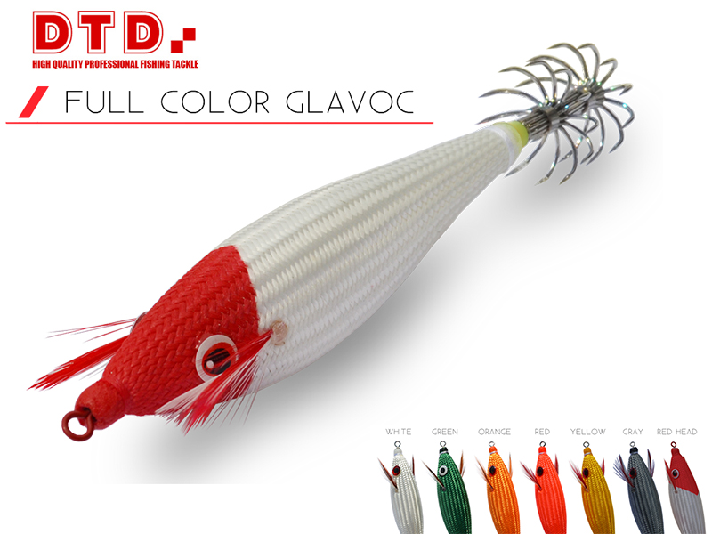 DTD Squid jig FULL COLOR GLAVOC (Size: 3.0, Color: Red Head)