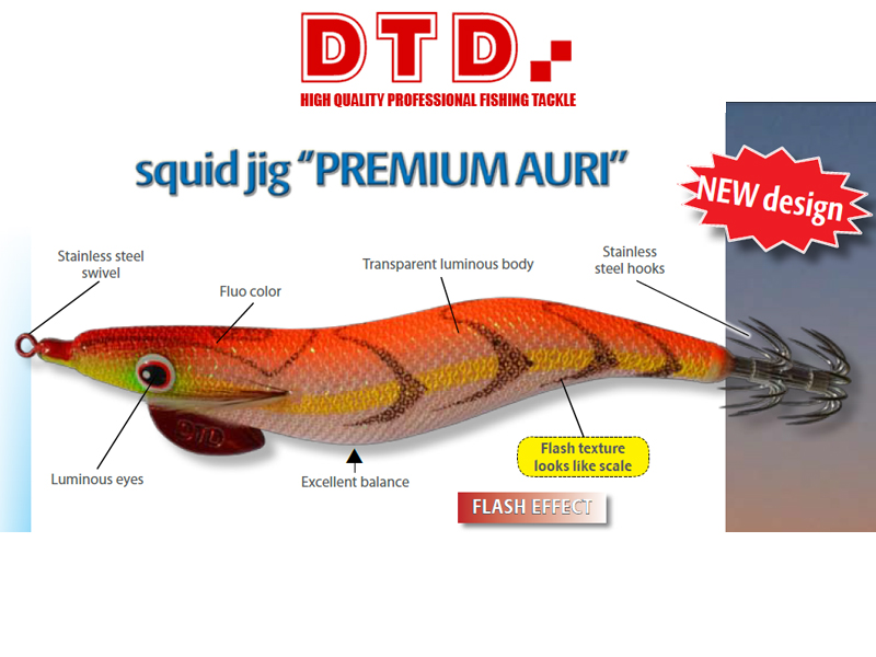 DTD Squid Jig Premium Auri (Size: 3.0, Colour: Brown)