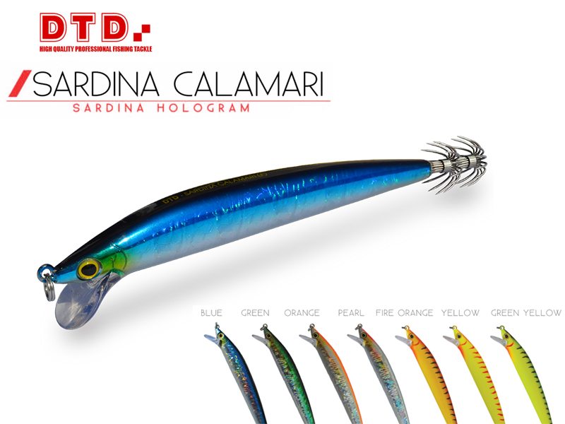 DTD Trolling Squid Jig Sardina Calamari (Length: 100mm, Color: Fire Orange)