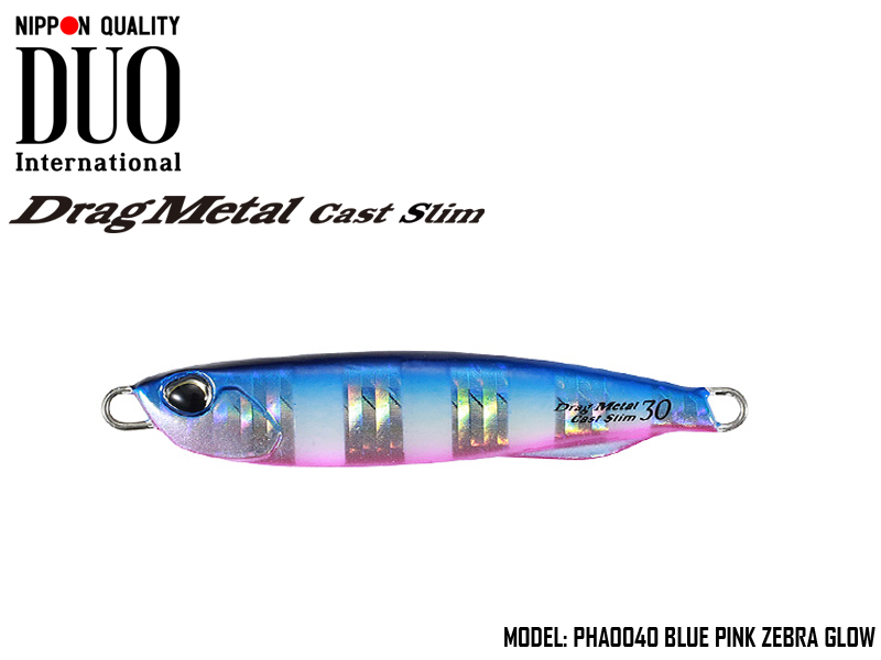 Duo Drag Metal cast Slim (Length: 73mm, Weight: 30gr, Color: PHA0040 Blue Pink Zebra Glow)
