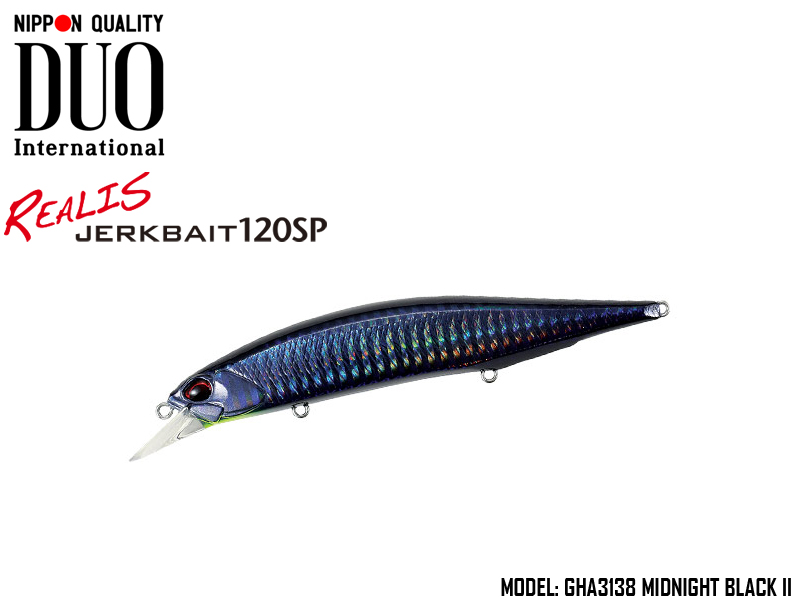 Duo Realis Jerkbait 120SP (Length: 120mm, Weight: 18gr, Color: GHA3138 Midnight Black II)