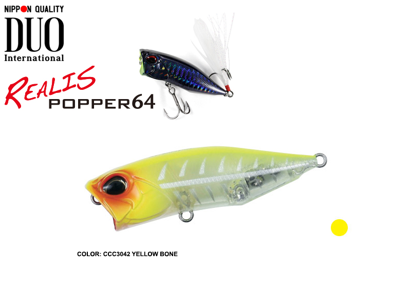 DUO Realis Popper 64 Lures (Length: 64mm, Weight: 9.0g, Model: CCC3042 Yellow Bone)