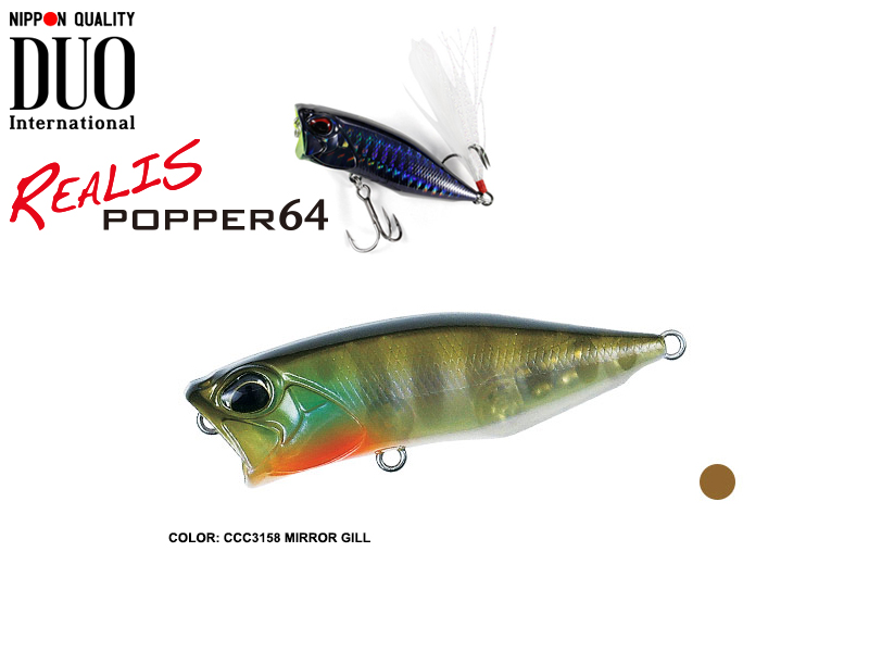DUO Realis Popper 64 Lures (Length: 64mm, Weight: 9.0g, Model: CCC3158 Mirror Gill)