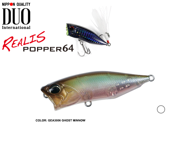 DUO Realis Popper 64 Lures (Length: 64mm, Weight: 9.0g, Model: GEA3006 Ghost Minnow)