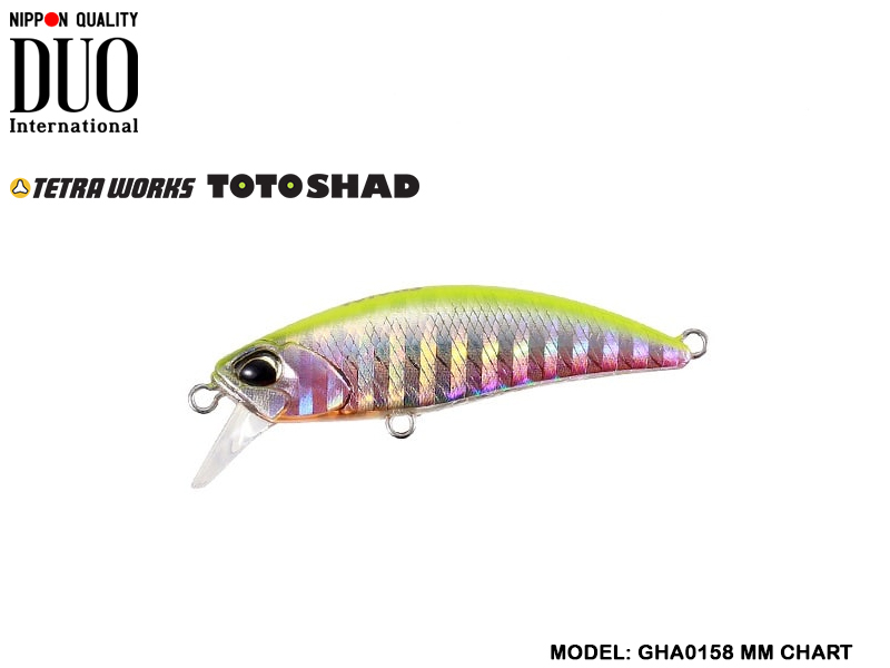 DUO Tetra Works Toto Shad 48S (Length: 48mm, Weight: 4.5gr, Color: GHA0158 MM Chart)