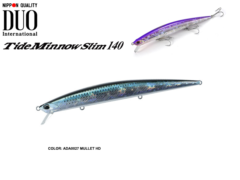 DUO Tide Minnow Slim 140 Lures (Length: 140mm, Weight: 18g, Model: ADA0027 Mullet HD)