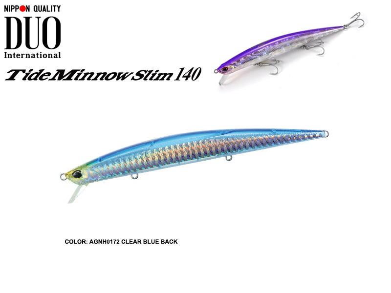 DUO Tide Minnow Slim 140 Lures (Length: 140mm, Weight: 18g, Model: GNH0172 Clear Blue Back)