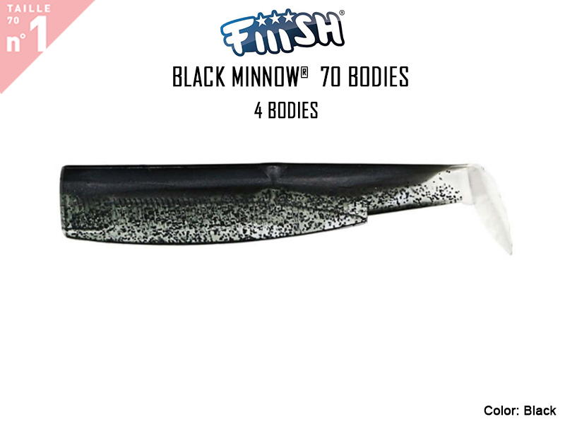 FIIISH Black Minnow 70 Bodies - 4 Bodies Pack ( Color: Black, Pack: 4pcs)