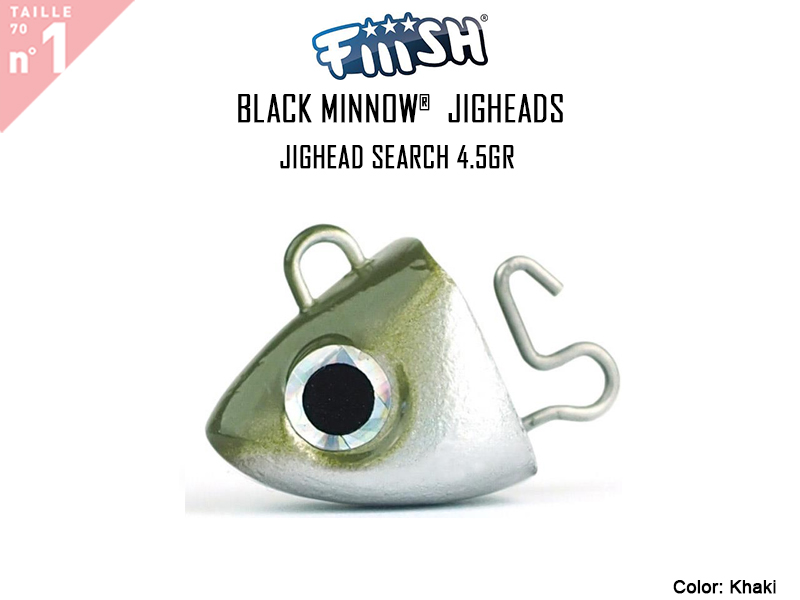 FIIISH Black Minnow 70 Jig Head Search (Weight: 4.5gr, Color: Khaki, Pack: 2pcs)