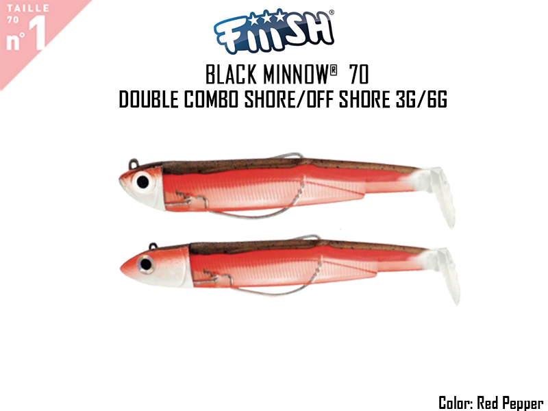 FIIISH Black Minnow 70 Double Combo Shore-Off Shore (Weight: 3gr-6gr, Color: Red Pepper)