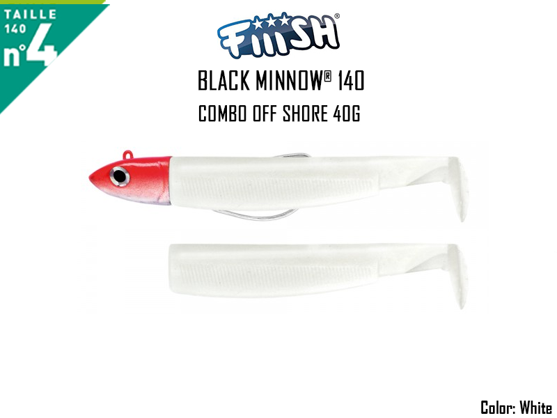 FIIISH Black Minnow 140 - Combo Off Shore (Weight: 40gr, Color: White + White Body-Red head)