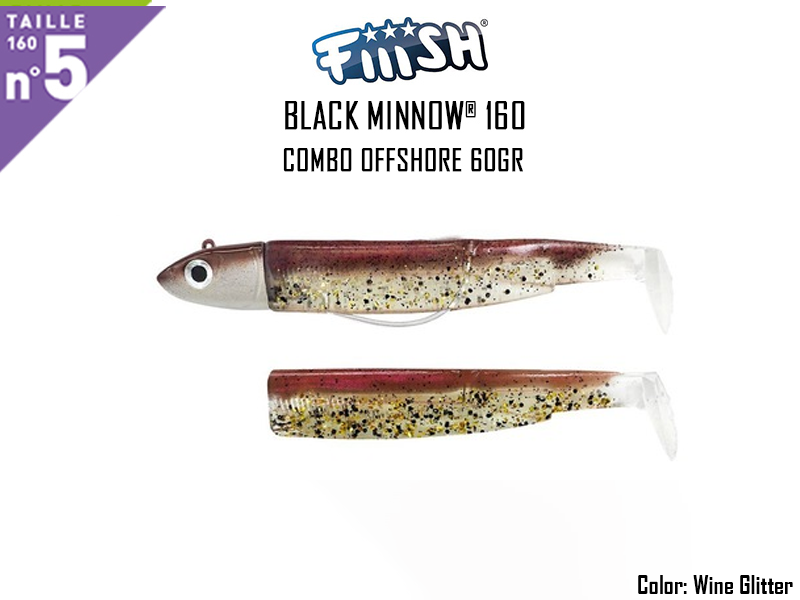 FIIISH Black Minnow 160 - Combo Off Shore (Weight: 60gr, Color: Wine Glitter + Wine Glitter Body)