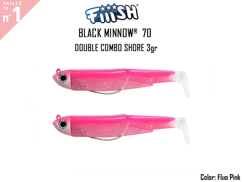FIIISH Black Minnow 70 Double Combo Shore (Weight: 3gr, Color: Fluo Pink)
