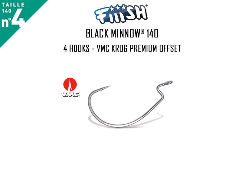 FIIISH Black Minnow 140 4 Hooks - VMC Krog Premium Offset ( Pack: 4pcs)