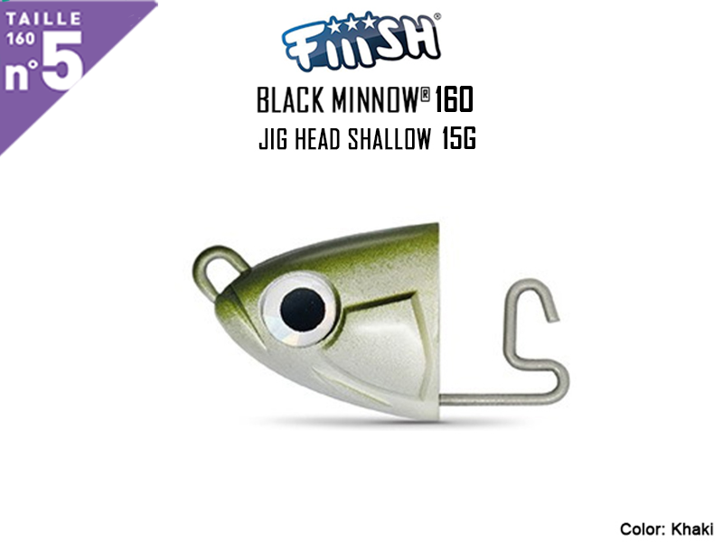 FIIISH Black Minnow 160 Jig Head Shallow (Weight: 15gr, Color: Khaki, Pack: 2pcs)