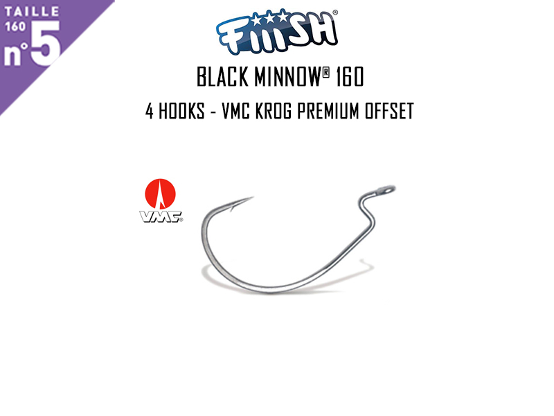 FIIISH Black Minnow 160 4 Hooks - VMC Krog Premium Offset ( Pack: 4pcs)
