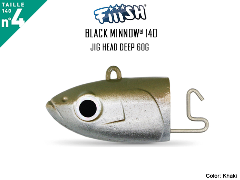 FIIISH Black Minnow 140 Jig Head Deep (Weight: 60gr, Color: Khaki, Pack: 2pcs)