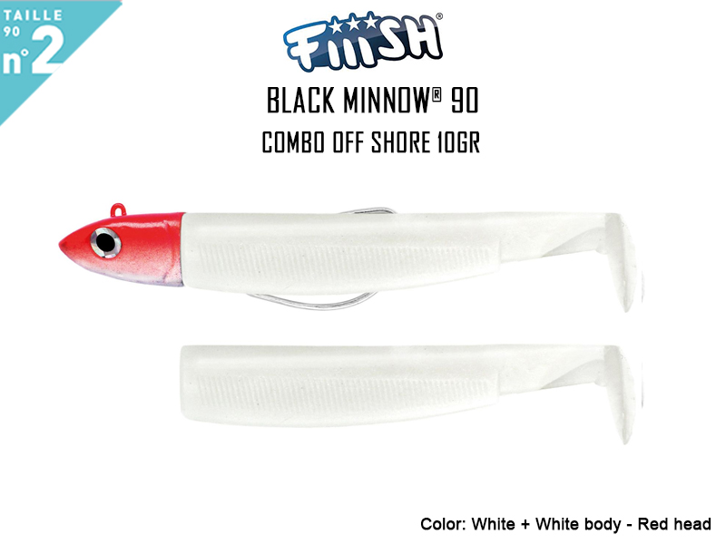 FIIISH Black Minnow 90 - Combo Off Shore (Weight: 10gr, Color:White + White body - Red head)