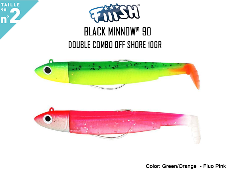 FIIISH Black Minnow 90 - Double Combo Off Shore (Weight: 10gr, Color: Green/Orange - Fluo Pink)