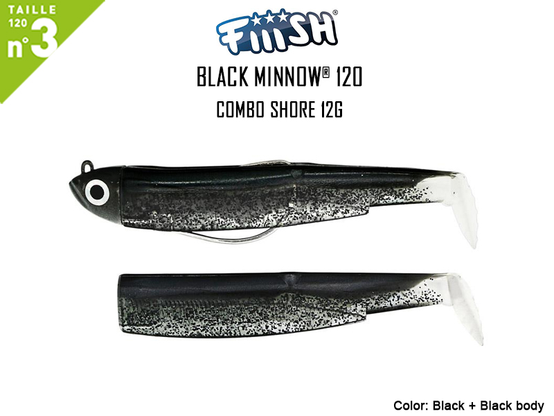 FIIISH Black Minnow 120 - Combo Shore (Weight: 12gr, Color: Black + Black body)