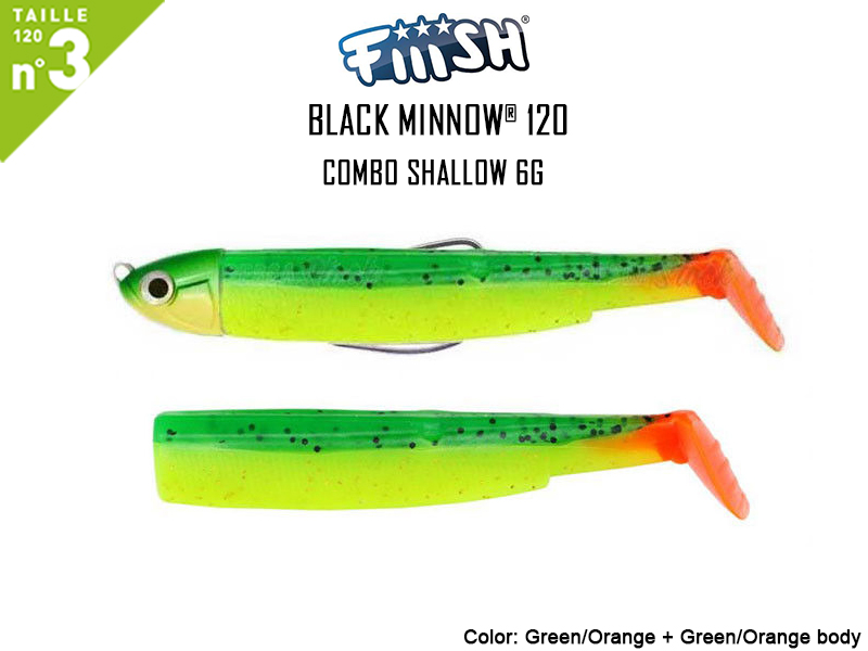 FIIISH Black Minnow 120 - Combo Shallow (Weight: 6gr, Color: Green/Orange + Green/Orange body)