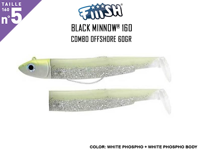 FIIISH Black Minnow 160 - Combo Offshore (Weight: 60gr, Color: White Phospho + White Phospho Body)