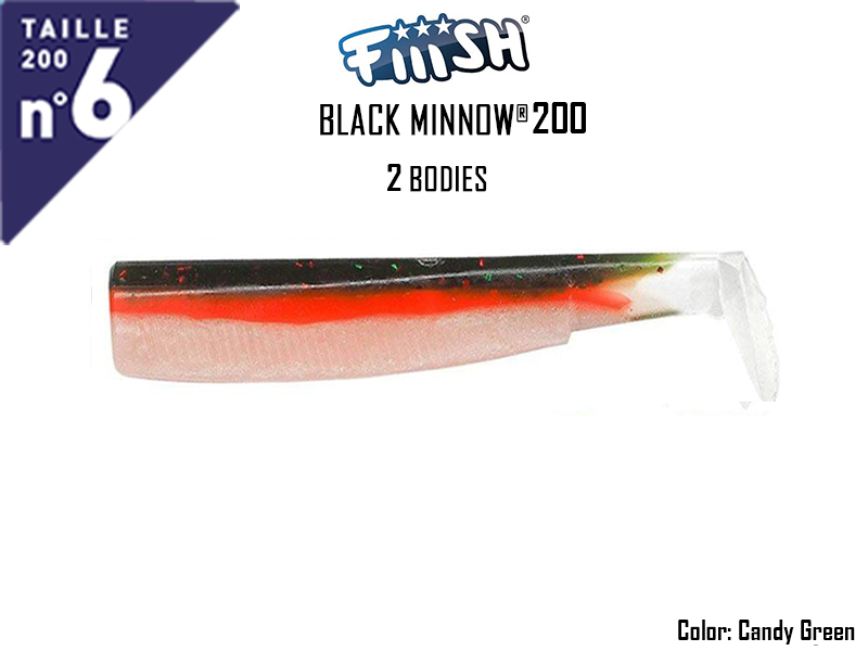 FIIISH Black Minnow 200 Bodies - 2 Bodies Pack ( Color: Candy Green, Pack: 2pcs)