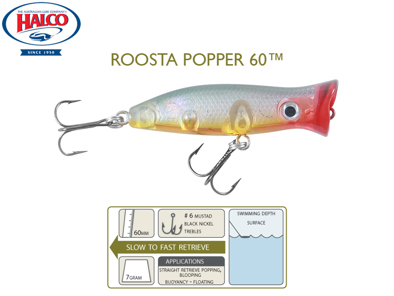 Halco Roosta Popper 60 (Length: 60mm, Weight: 7gr, Color: R42)