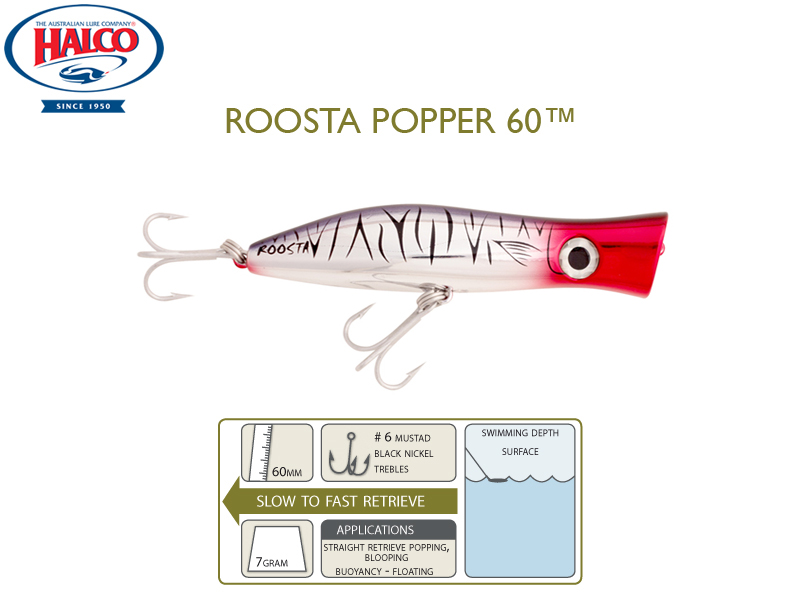 Halco Roosta Popper 60 (Length: 60mm, Weight: 7gr, Color: R49)
