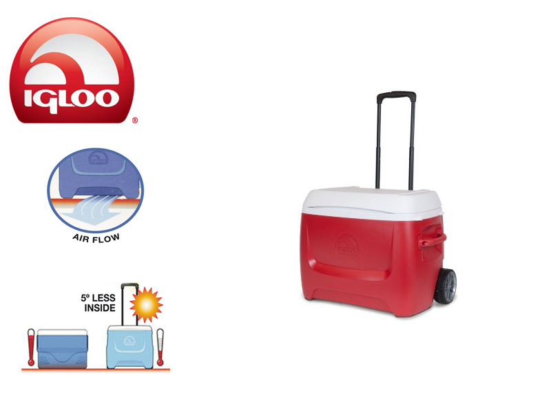 Igloo Cooler Ice Breeze 60 Roller (Red, 57 liters)