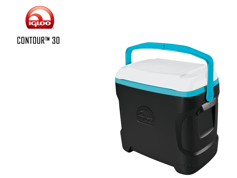 Igloo Cooler Contour (Quarts: 30, Color: Black Tantalizing Turquoise White )