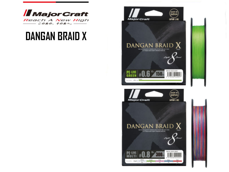 Major Craft Dangan Braid X x8 (P.E: 1.2, Length: 300mt, Color: Multi Color)